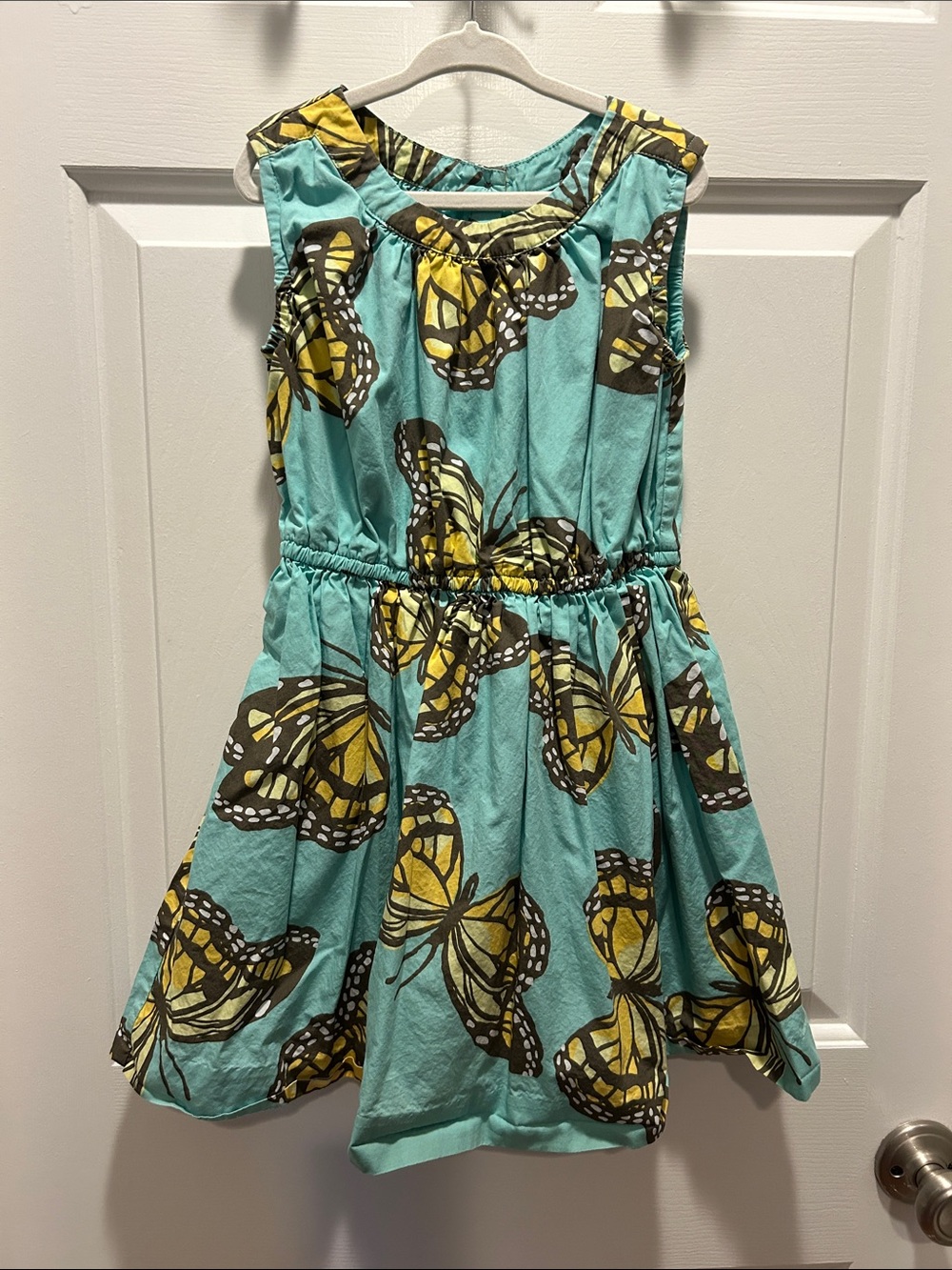 Tea Collection Turquoise Butterfly Print Dress